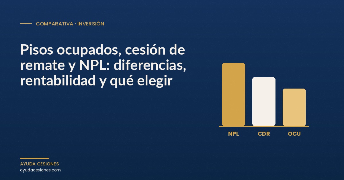 Pisos ocupados, cesión de remate y NPL: diferencias, rentabilidad y qué elegir según tu perfil de inversor